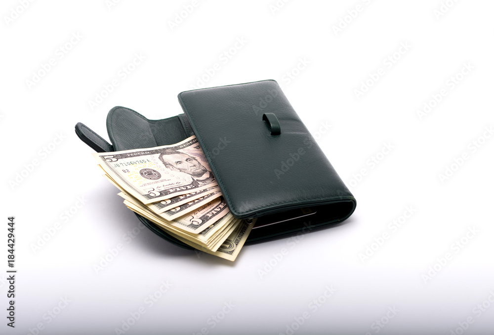 purse and money as a symbol of household spending purse and money as a symbol of household spending