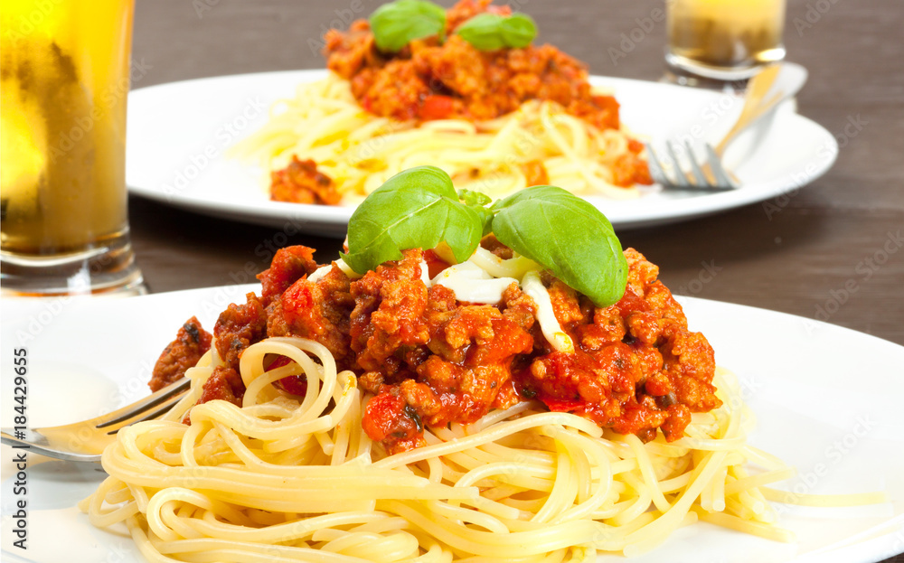 Spaghetti pasta with tomato beef sauce Spaghetti pasta with tomato beef sauce