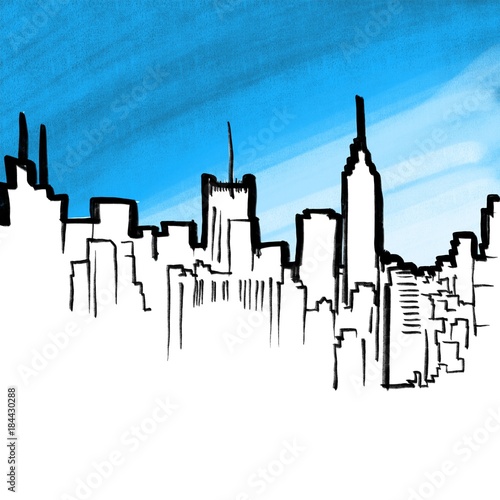 Photography New York Metropolis Skyline Sketch
