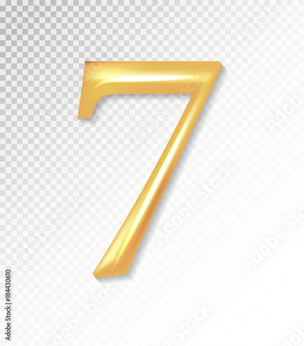 Vector 3d matt golden number collection - srven, 7. Eps 10 using mesh.