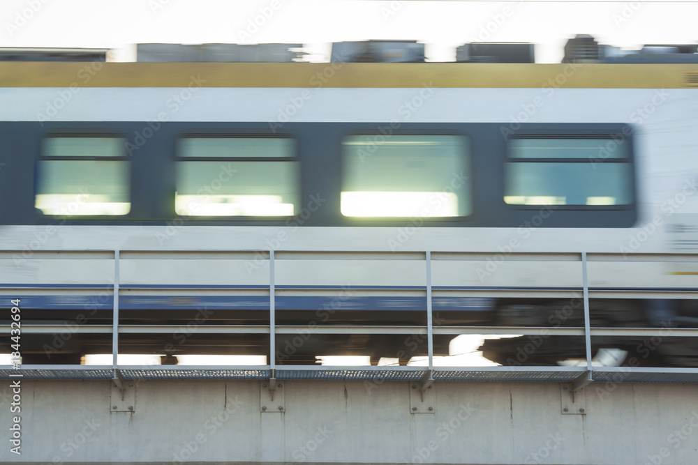 Passenger Train on a Bridge, Motion Blur Passenger Train on a Bridge, Motion Blur