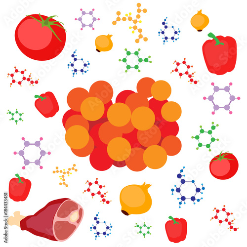 Fototapeta Naklejka Na Ścianę i Meble -  Molecular gastronomy concept illustration. Molecular caviar from meat, vegetable