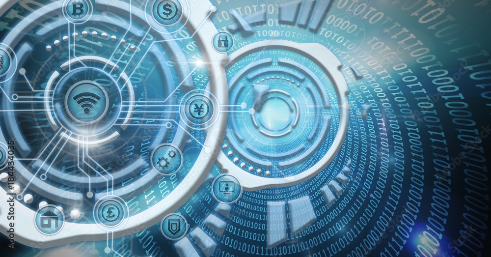 Futuristic business icons technology interface Futuristic business icons technology interface