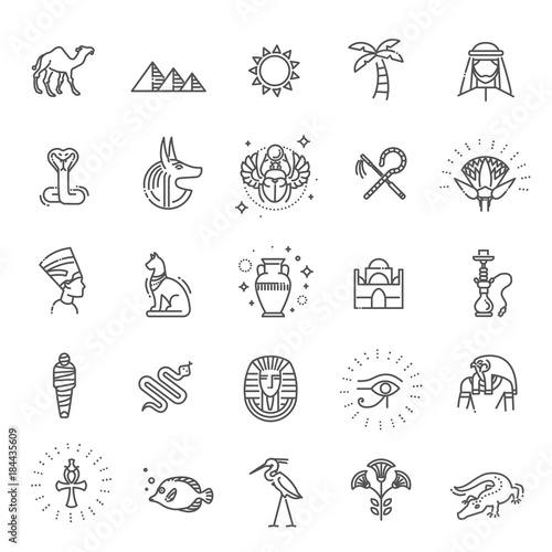 Egypt icons and design elements isolated.