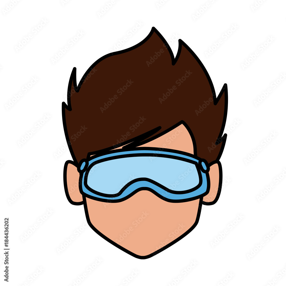 Man with winter googles face Man with winter googles face