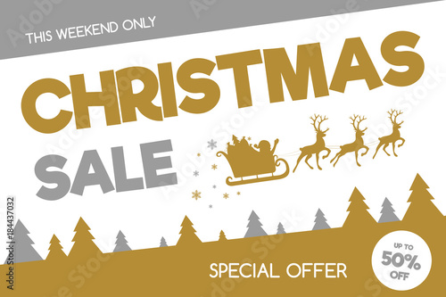 Christmas Sale banner in retro style. Vector. 