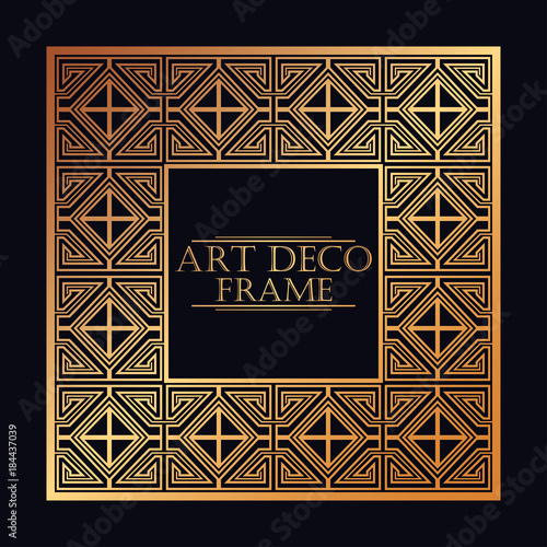 Vintage retro frame in Art Deco style. Template for design. Vector illustration.