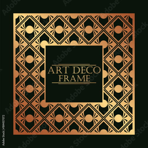 Vintage retro frame in Art Deco style. Template for design. Vector illustration.