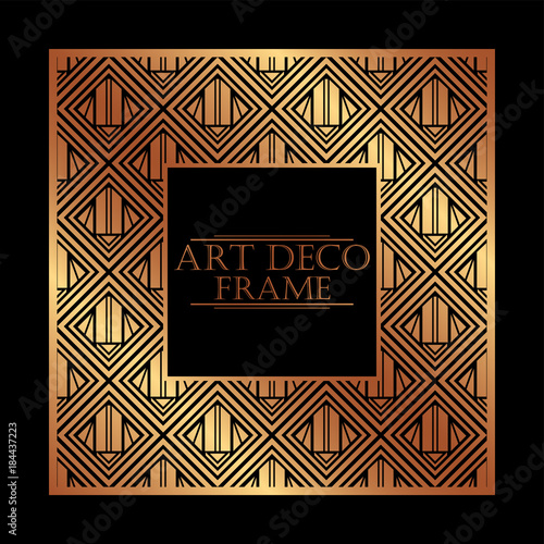 Vintage retro frame in Art Deco style. Template for design. Vector illustration.