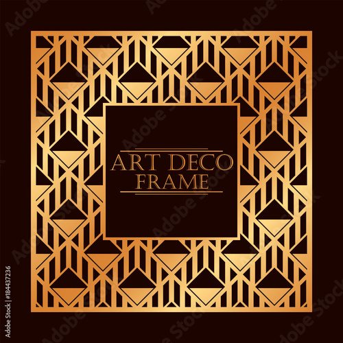 Vintage retro frame in Art Deco style. Template for design. Vector illustration.