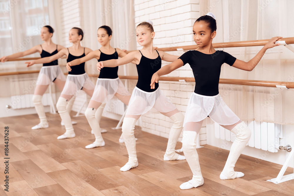 Young ballerinas rehearsing in the ballet class. Young ballerinas rehearsing in the ballet class.