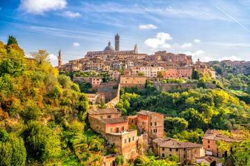 Acrylglasbilder Toskana Skyline der Altstadt von Siena  © f11photo