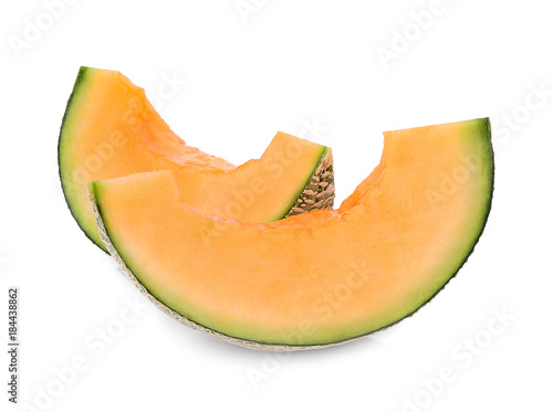cantaloupe slice  melon isolated on white background