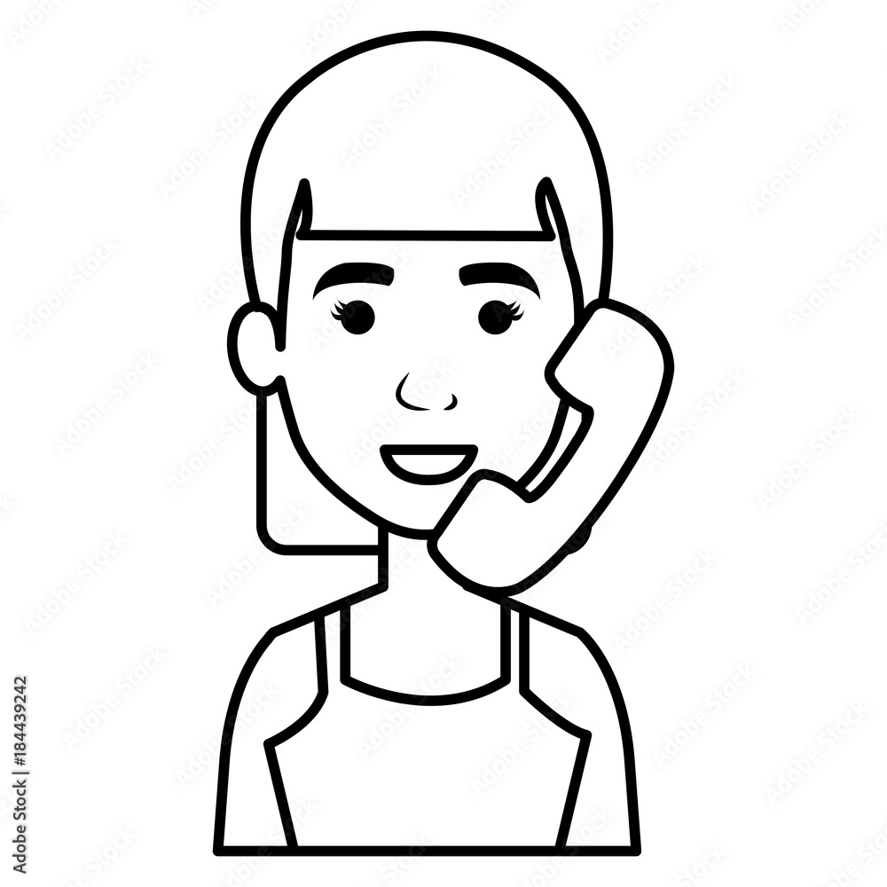woman with telephone calling vector illustration design