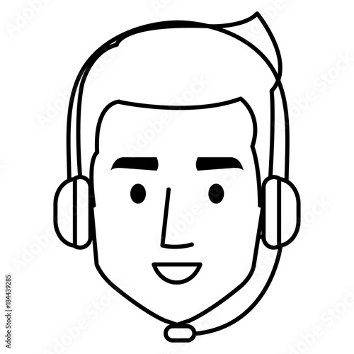 call center agent head avatar character vector illustration design