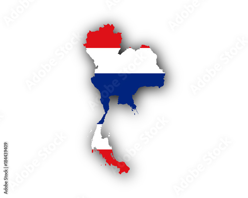 Karte und Fahne von Thailand