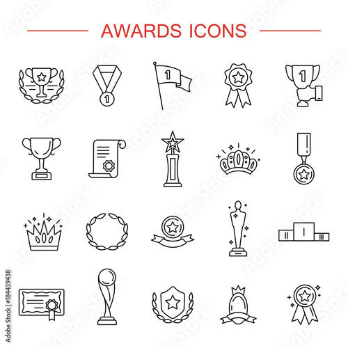 Simple Set of Awards Related Vector Line Icons.