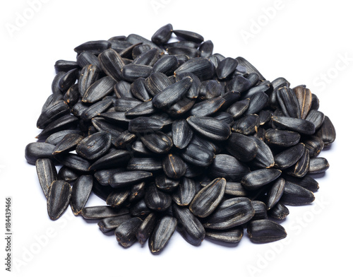 pile of seeds of a sunflower isolated on a white background