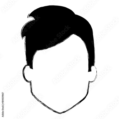 young man head avatar character vector illustration design
