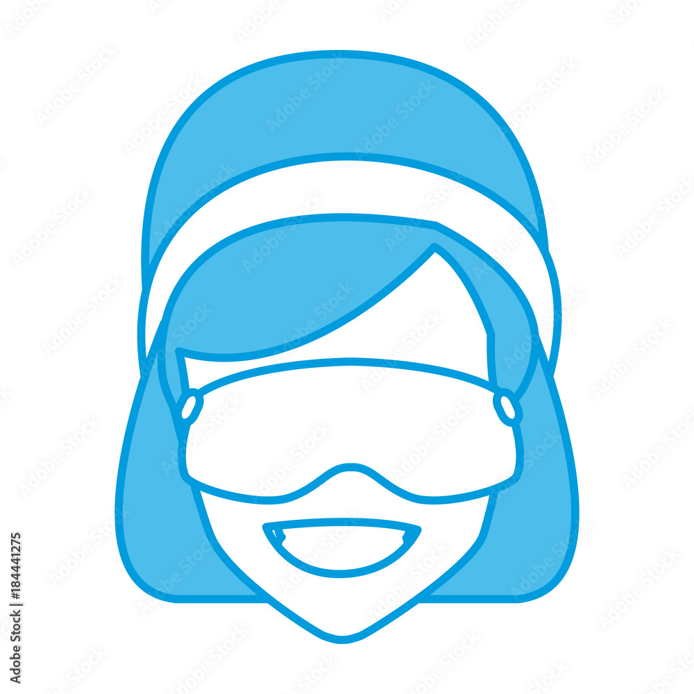 Woman with winrer gooogles face icon vector illustration graphic design Woman with winrer gooogles face icon vector illustration graphic design