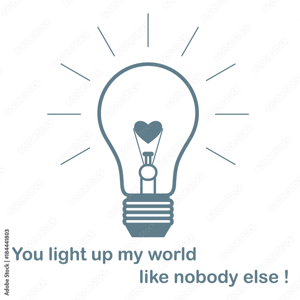 Glowing light bulb with glower in shape of heart. Glowing light bulb with glower in shape of heart.