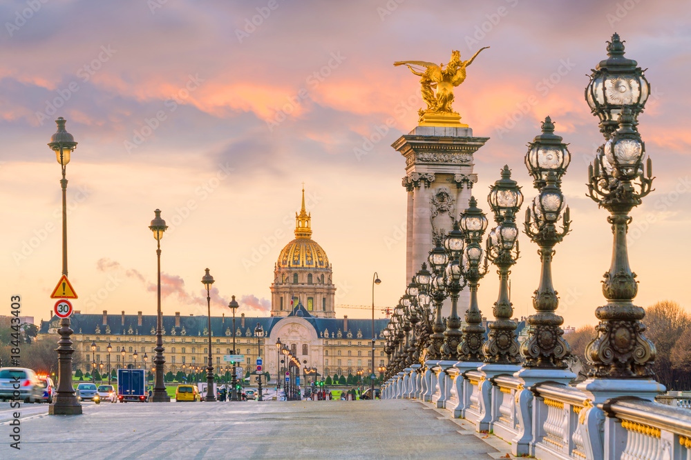 Fototapeta Most Aleksandra III przez Sekwanę w Paryżu
