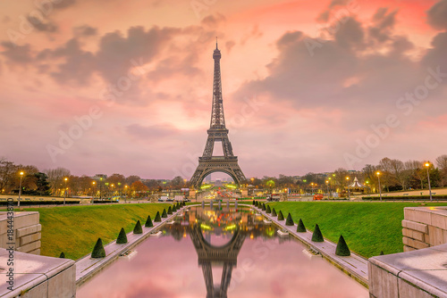 Eiffel Tower at sunrise from Trocadero Fountains in Paris © f11photo