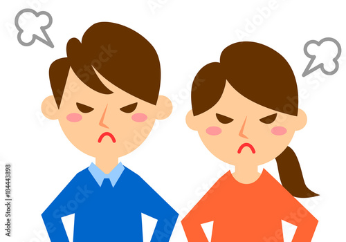 夫婦　上半身　怒る