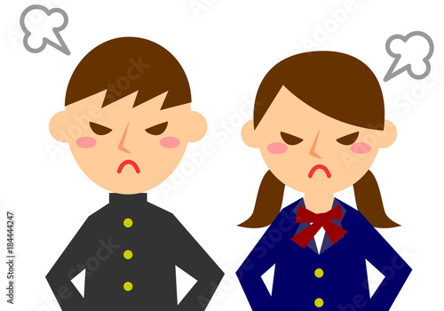 学生　上半身　怒る