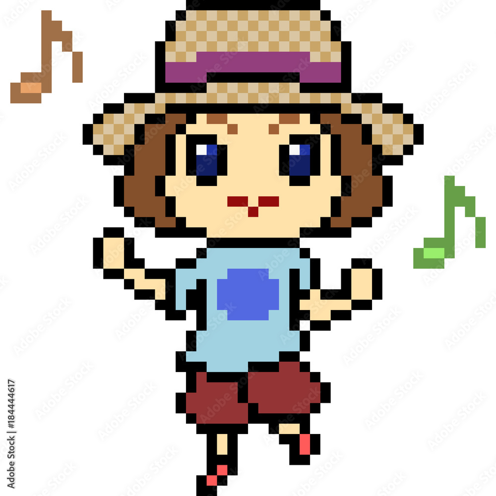 Fototapeta premium vector pixel art kid dance