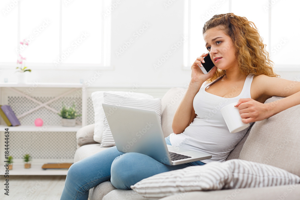 Beautiful freelancer working at home Beautiful freelancer working at home