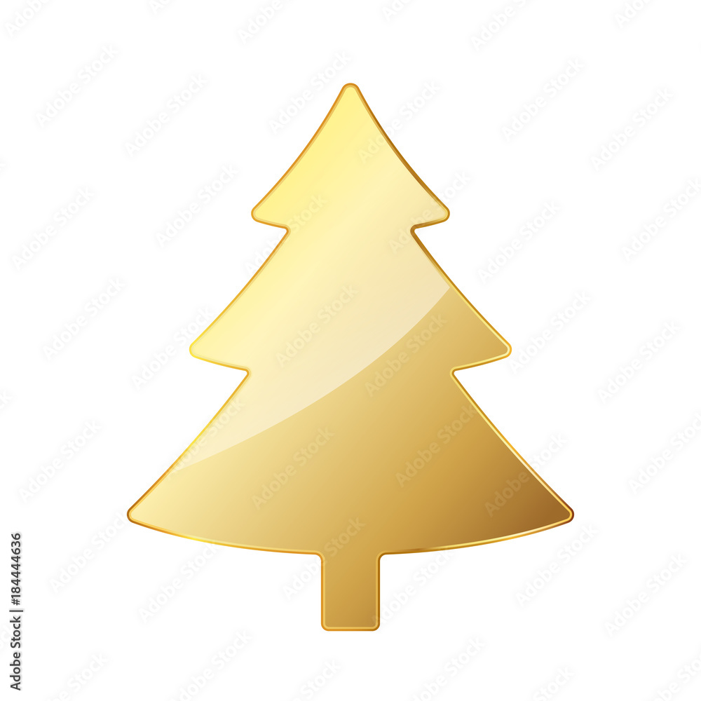 Fototapeta premium Golden Christmas tree. Vector illustration.