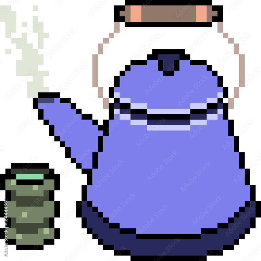 vector pixel art teepot