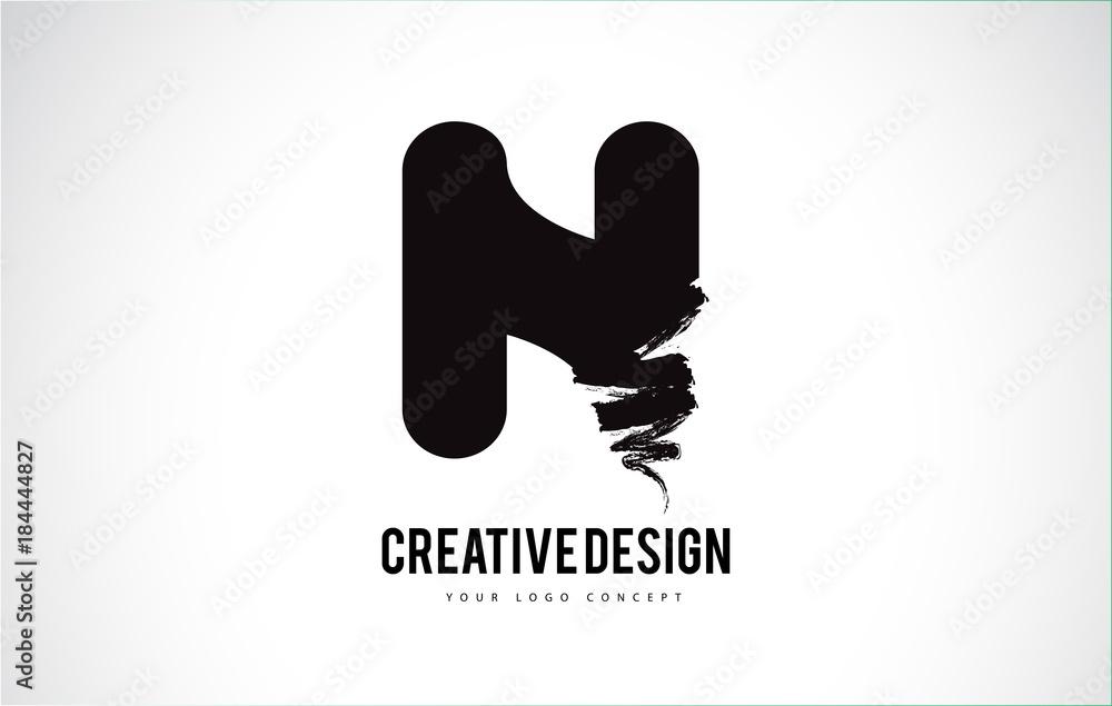 N Letter Logo Design Brush Paint Stroke. Artistic Black Paintbrush Stroke. N Letter Logo Design Brush Paint Stroke. Artistic Black Paintbrush Stroke.