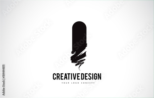I Letter Logo Design Brush Paint Stroke. Artistic Black Paintbrush Stroke.