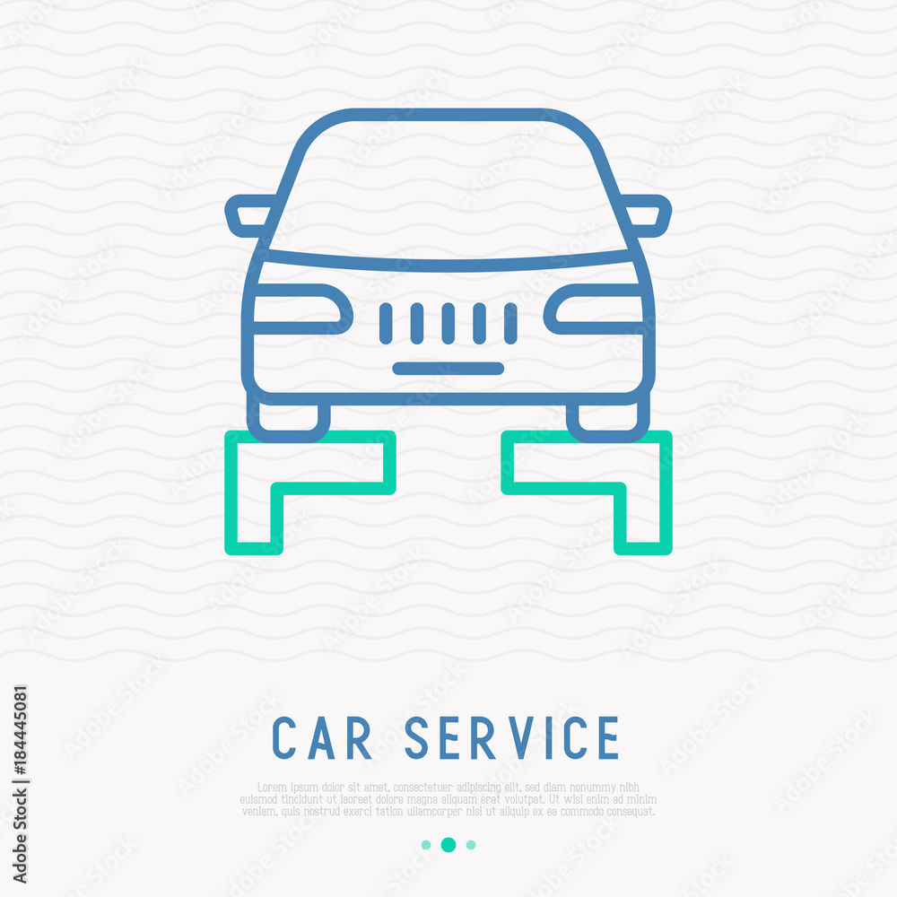 Car lifting thin line icon. Modern vector illustration. Car lifting thin line icon. Modern vector illustration.