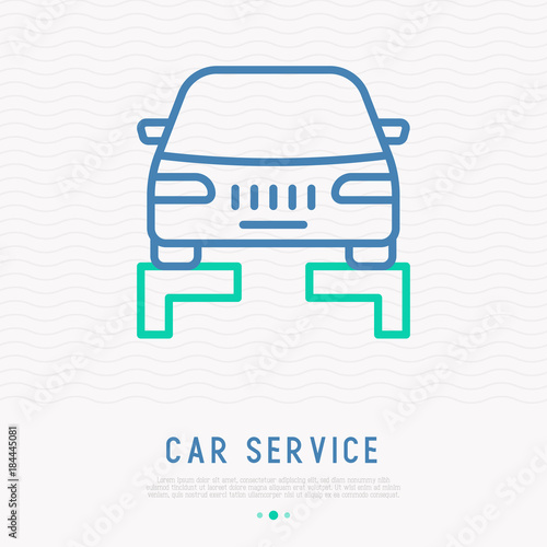 Car lifting thin line icon. Modern vector illustration.