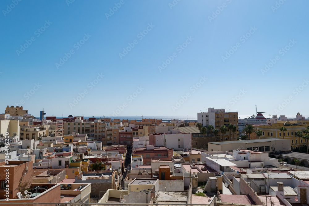 Almeria cityscape from near Alcazaba, south Spain