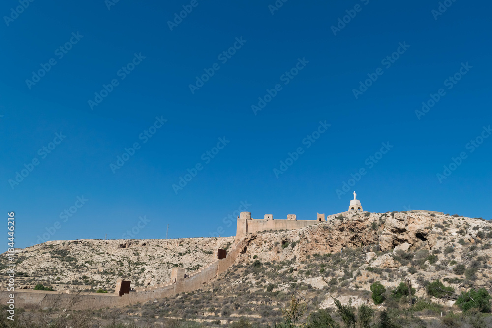 Alcazaba de Almeria with blue sky