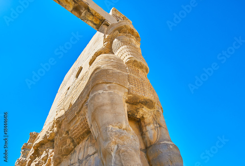 The carved Gate of Xerxes in Persepolis, Iran photo