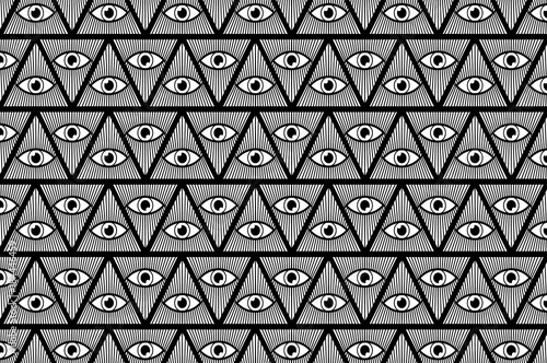  All Seeing Eye of God - black and white - vector pattern, Mason symbols, Eye of Providence, 