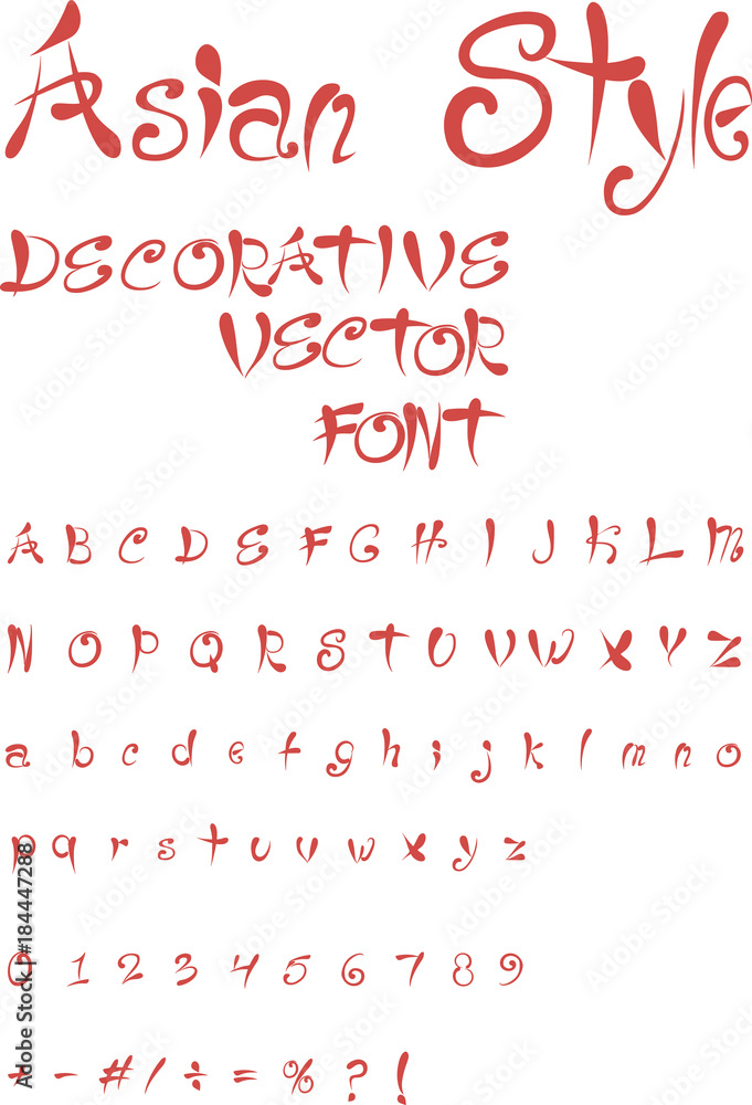 Asian Style Font - Red Decorative Vector Font