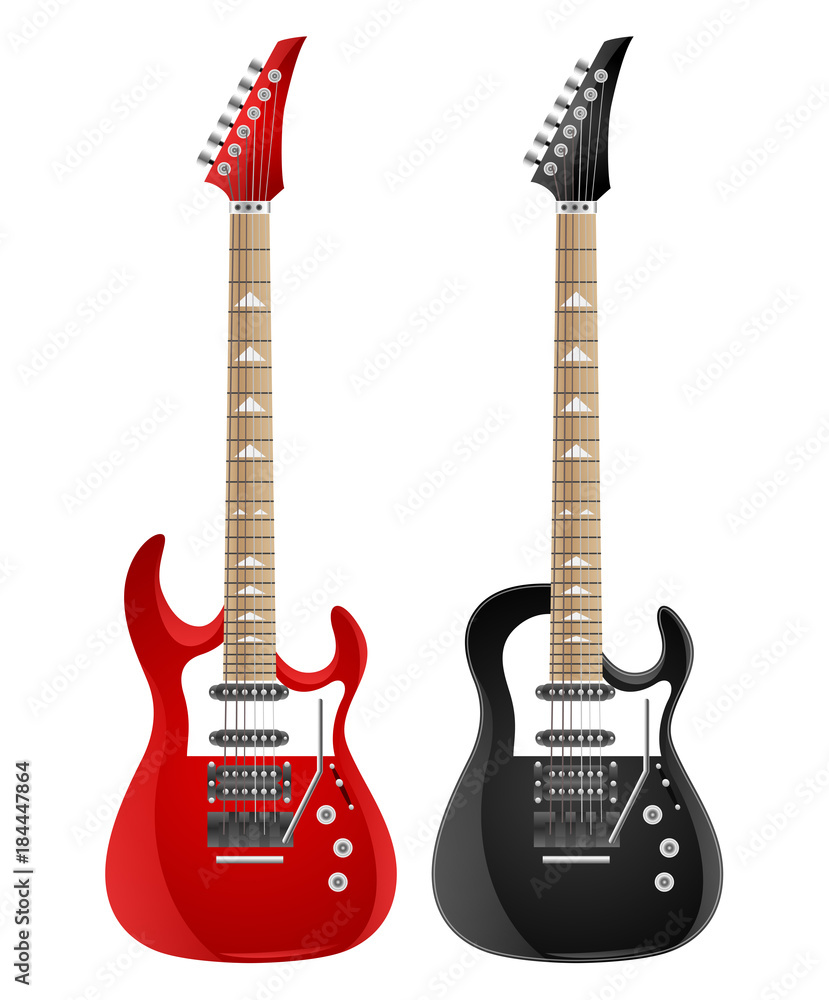 Obraz premium Set of electric guitars isolated on white background. Vector illustration
