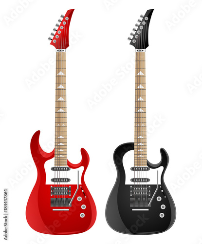 Set of electric guitars isolated on white background. Vector illustration
