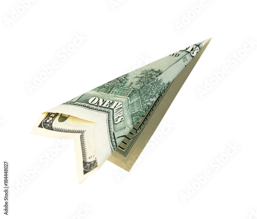 Money plane isolated on white background