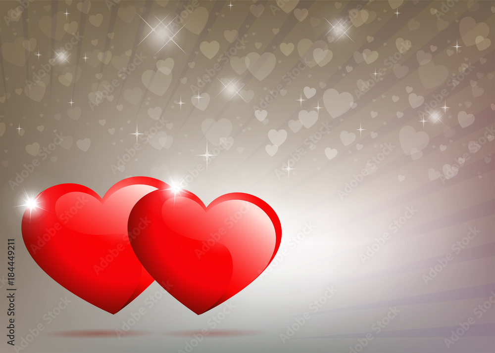 beige, light background with two red hearts