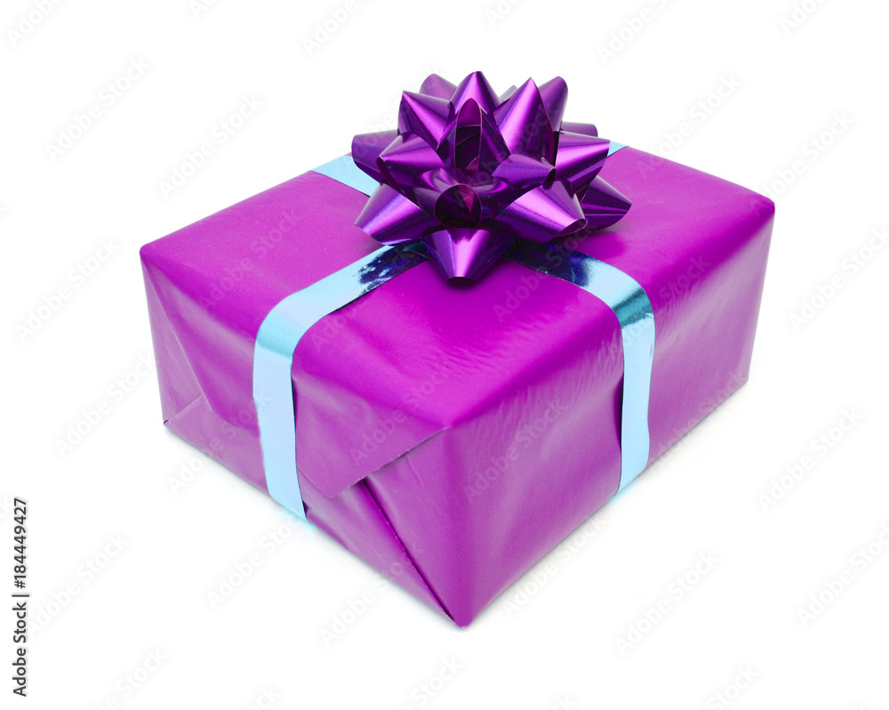 Gift box with ribbon and bow isolated on the white background Gift box with ribbon and bow isolated on the white background