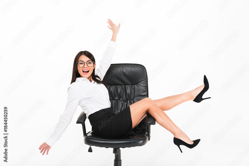 Portrait of a cheerful asian businesswoman in eyeglasses Portrait of a cheerful asian businesswoman in eyeglasses