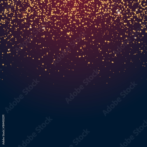 Transparent vector golden glitter shiny sparkles abstract Christmas background