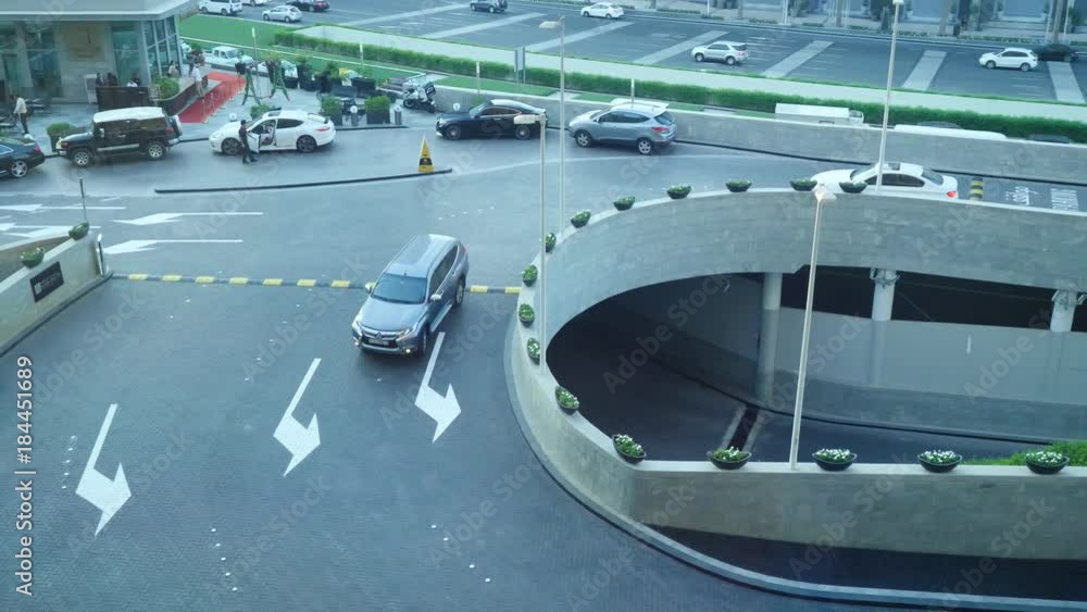 Video Stock Cars in a roundabout in a high view. Traffic on the ...